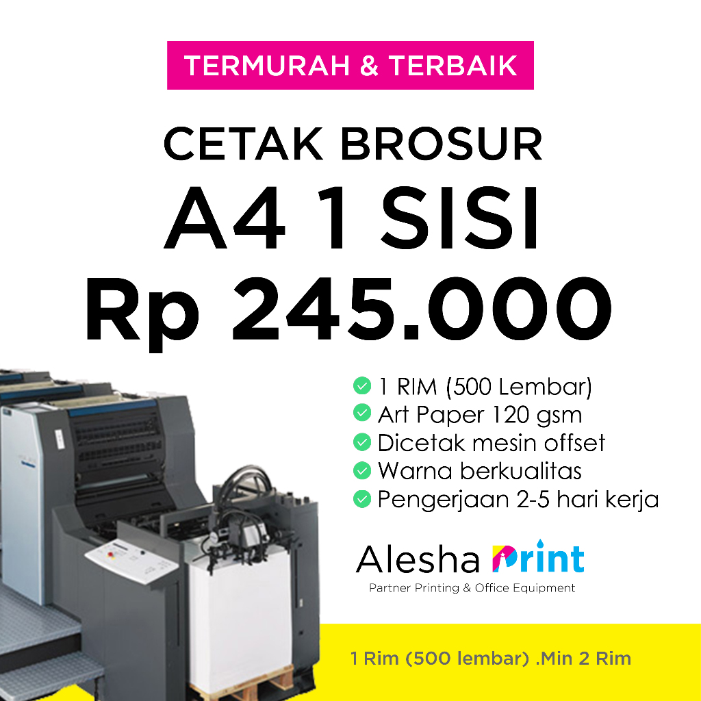 

Cetak Brosur A4 1 Sisi Murah (Minimal 2 Rim)