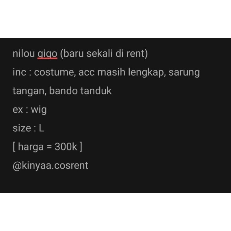 [ BACA DESKRIPSI ] ONLY COSTUME & ACC NILOU GIGO, EX WIG & SENDAL JUAL COSTUME COSPLAY MURAAH, NILOU