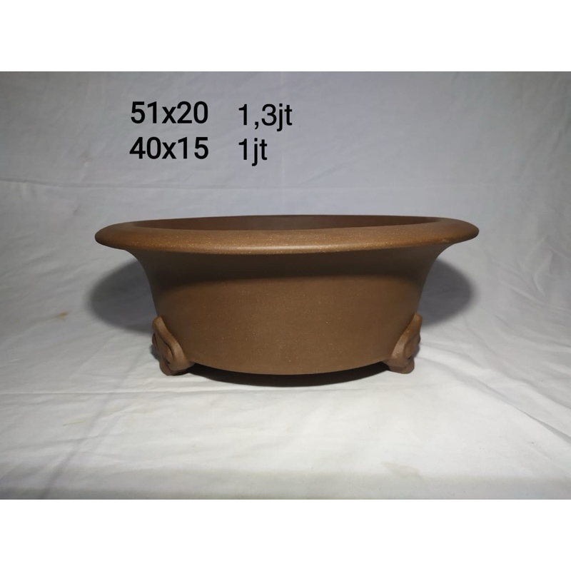 pot keramik bonsai premium bulat