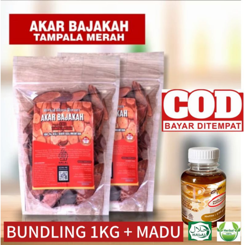 

AKAR BAJAKAH PAKET BUNDLING 1KG + MADU.teh bajakah.teh herbal. teh bajakah tampala super.