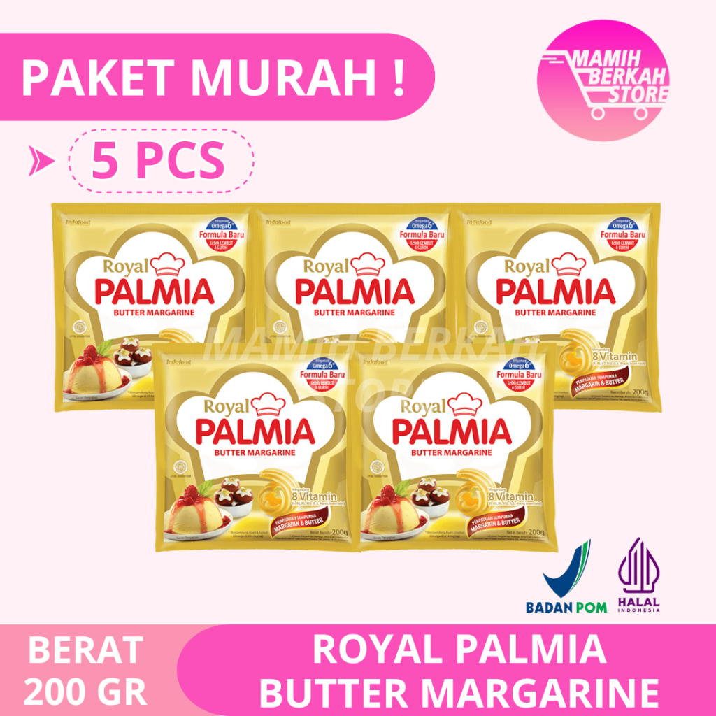 

5 PACK - ROYAL PALMIA Butter Margarine 200 Gr Sachet | Butter Mentega Margarin MURAH