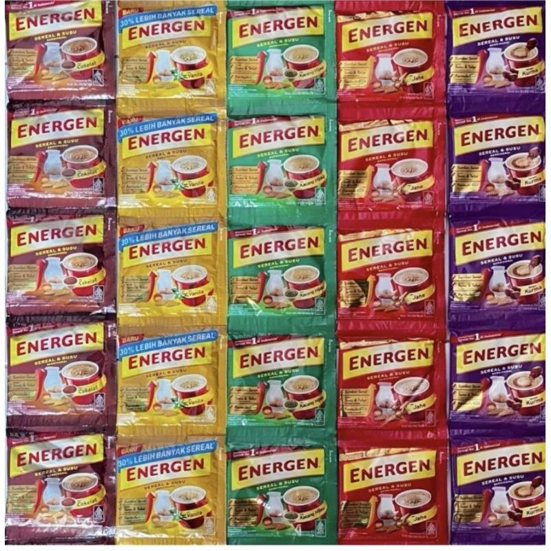 

Energen Sereal Susu Berbagai Varian Rasa Vanilla Cokelat Kurma Jahe Kacang Hijau Jagung (isi 10 sachet x 34 gram)