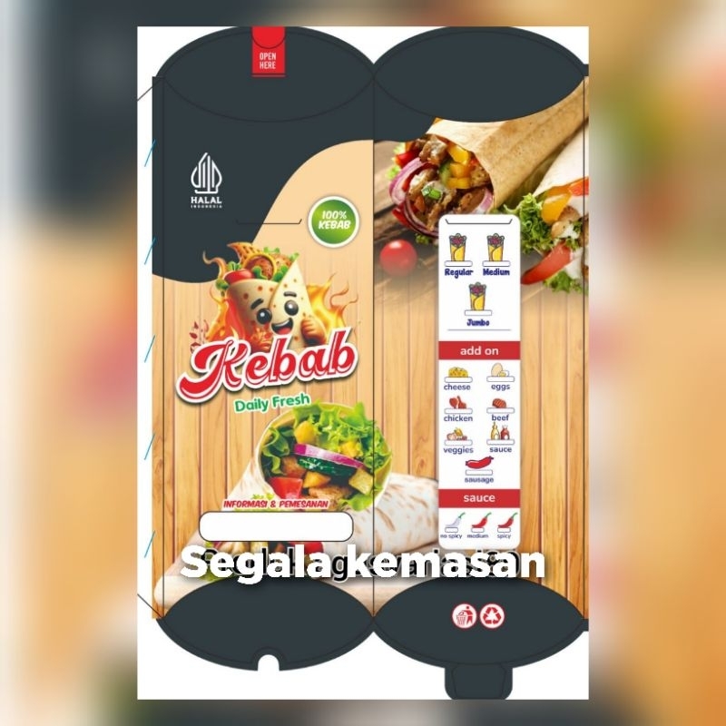 

100 Lembar Dus kebab // 100 Lembar Kemasan Kebab