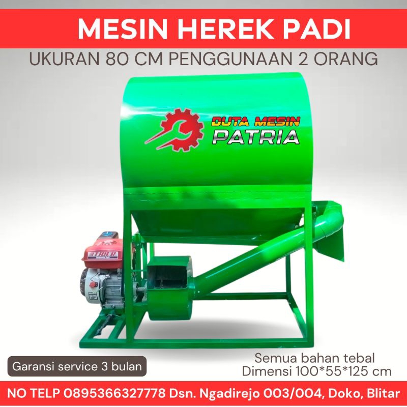 Mesin Herek Padi dilengkapi blower Tebal ukuran Besar 80 cm