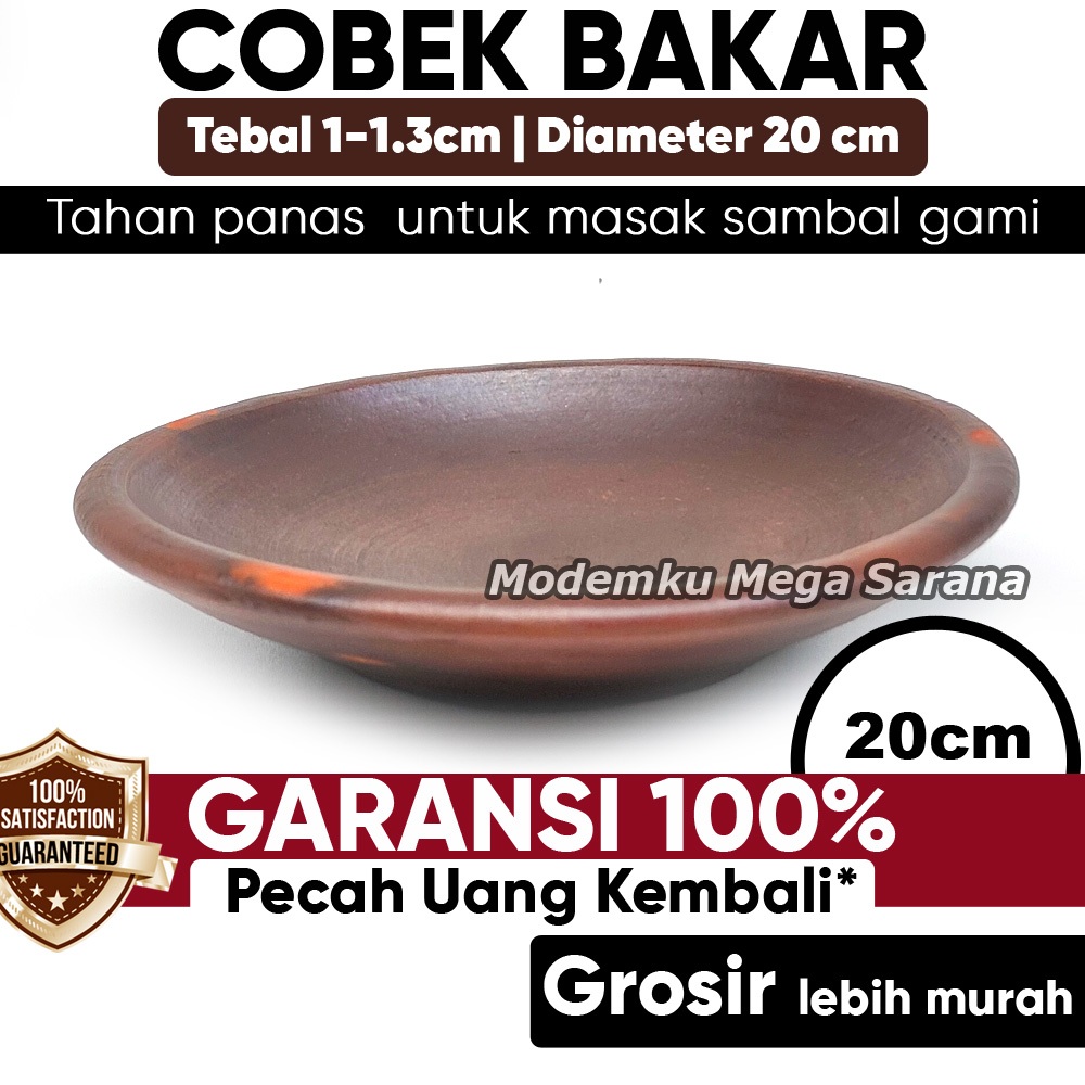 Cobek Tanah Liat Sambal Gami Piring Gerabah Tahan Panas - Diameter 20 cm