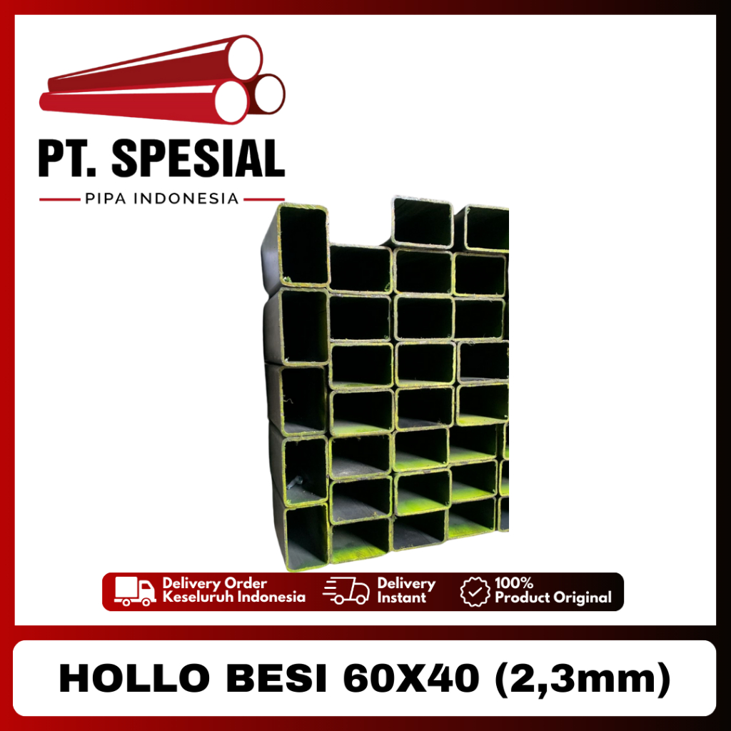 Besi Hollo 6x4 / Hollow Hitam / Hollo Besi 60x40 Tebal 2.3mm - 07