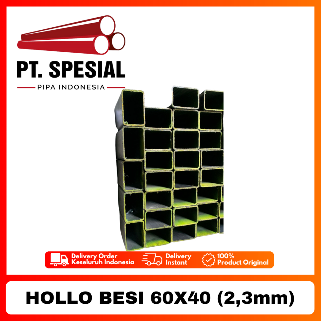 Besi Hollo 6x4 / Hollow Hitam / Hollo Besi 60x40 Tebal 2.3mm - 08