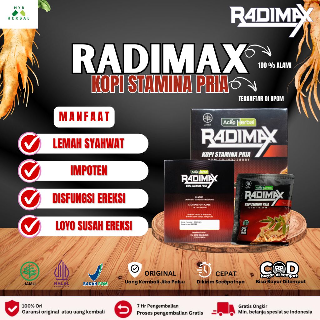 Radimax - Obat Lemah Syahwat Impoten Disfungsi Ereksi Penambah Stamina Pria Dewasa Kuat Tahan Lama L