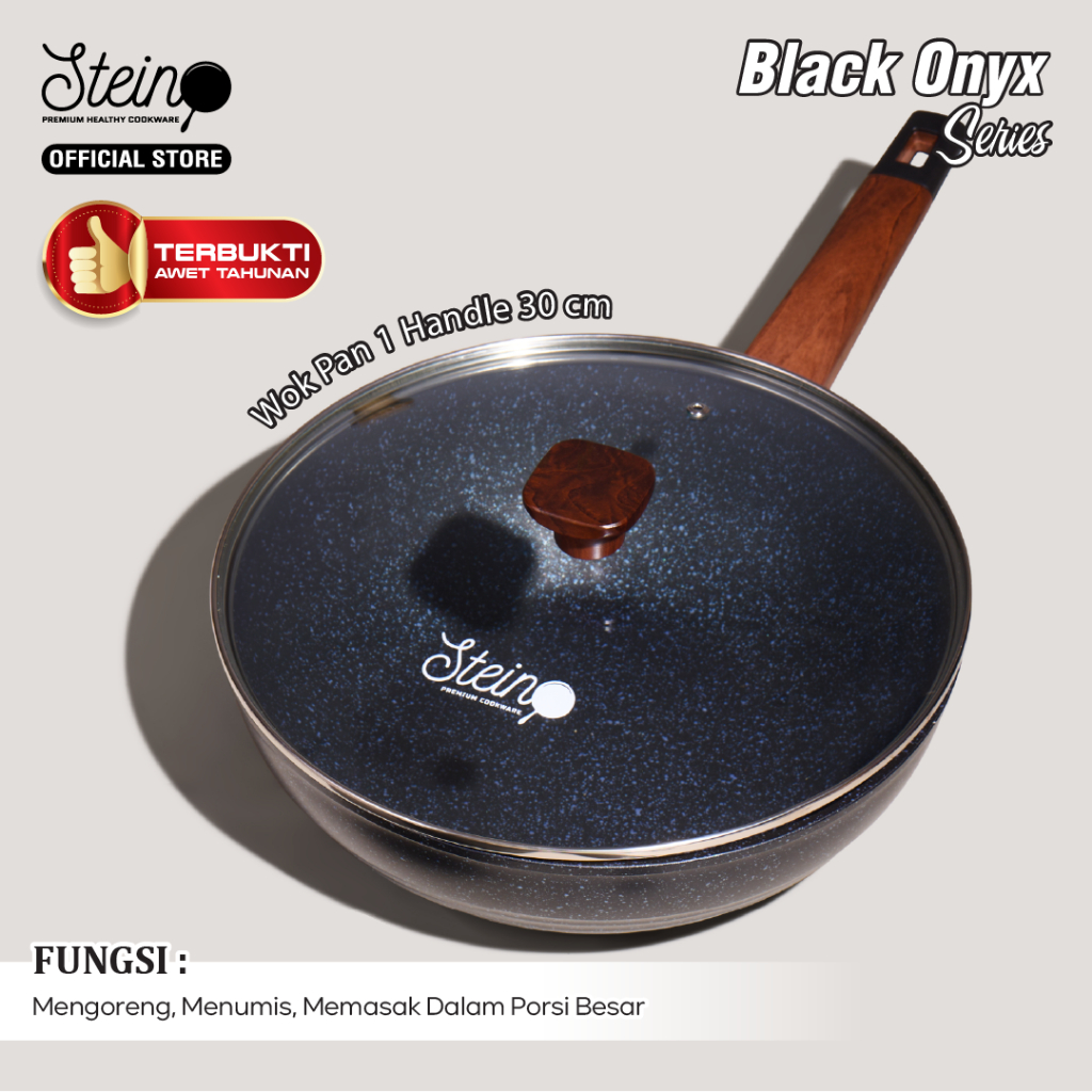 STEIN Onyx Wok Pan Panci GERMAN ANTI-LENGKET (6 Layer Granite German Greblon)- 30cm (Panci Wajan)