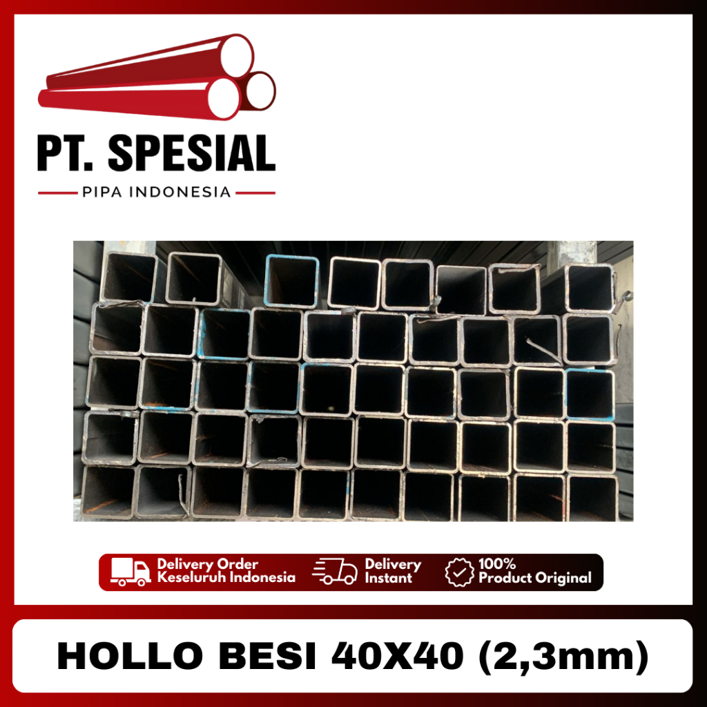 Besi Hollo 4x4 / Hollow Hitam / Hollo Besi 40x40 Tebal 2.3mm 50BTG - 07