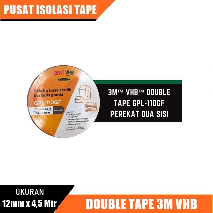 

Double Tape 3m VHB Ukuran 12mm x 4,5 Mtr Double Tape Serbaguna