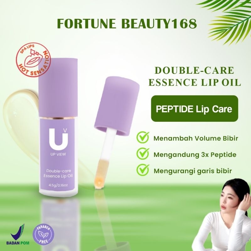 BPOM Upview Double Care Essence Oil Lip Serum SPA Perawatan Bibir Mengurangi Garis Bibir 3x Peptide 
