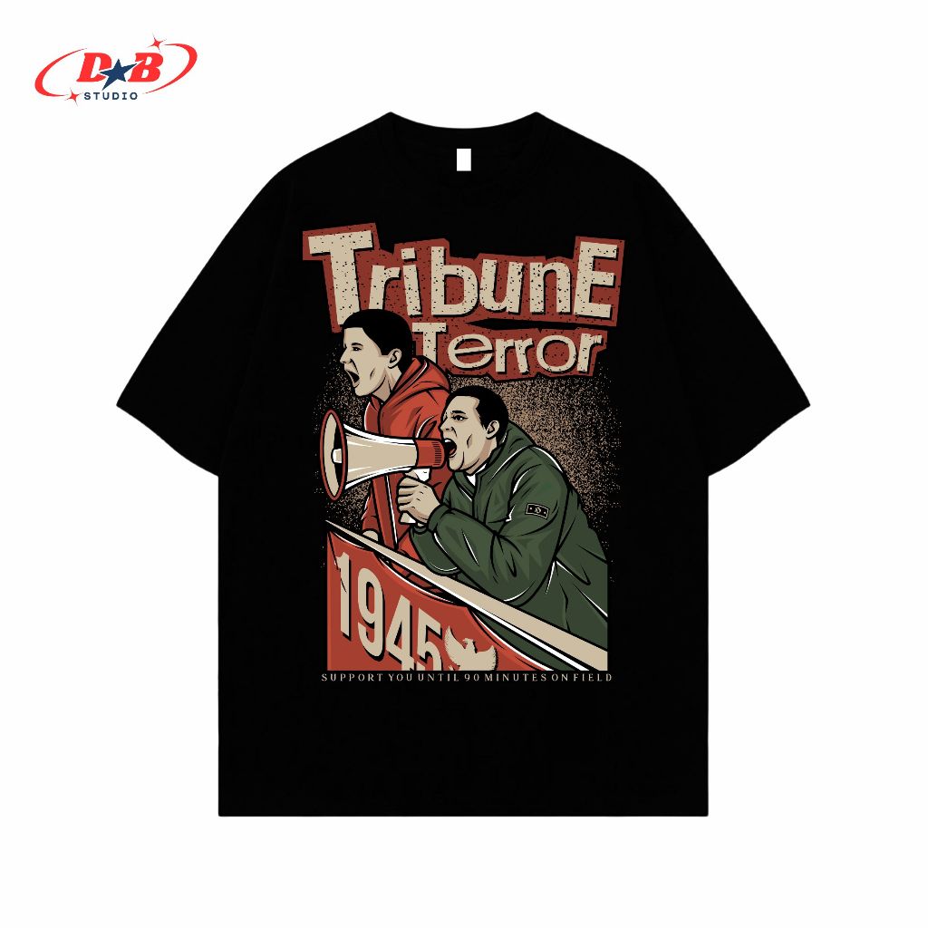 DAB Kaos Hitam Tshirt Lengan Pendek Tribune Terror 1945 Unisex Distro