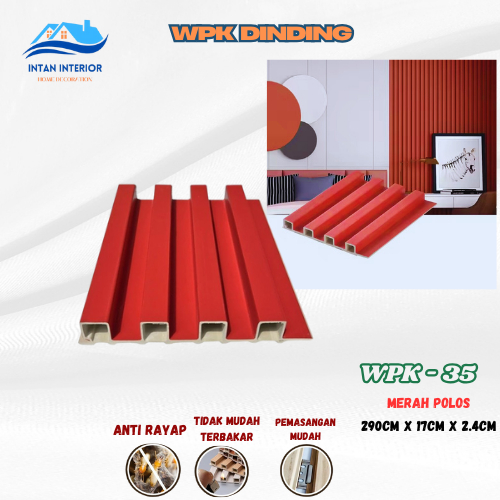 Wood Panel WPC/ Wallpanel Dinding 290 Merah Polos/WPK Dekorasi Dinding Estetik