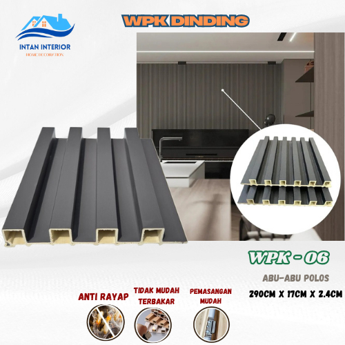 Wall Panel Wpc Dekorasi Dinding 290/WPK-06 Abu-Abu Polos Dekorasi Dinding Estetik