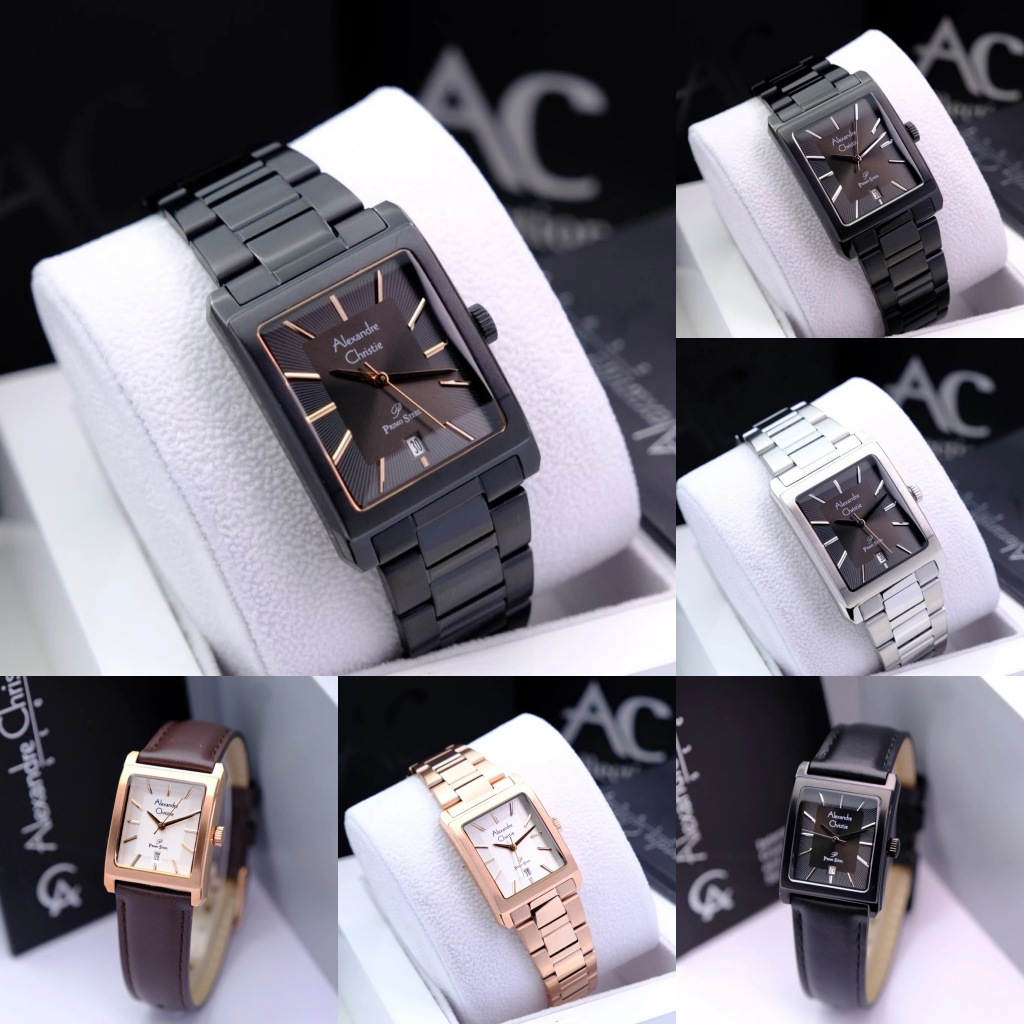 AC 1039 ALEXANDRE CHRISTIE AC1039 JAM TANGAN COUPLE RANTAI KOTAK ORIGINAL ANALOG WATCHES