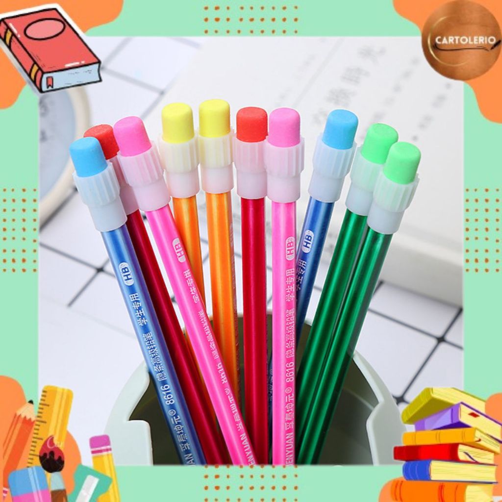 

SELUSIN Pensil Raut HB Corak Warna Warni Dengan Penghapus S8013