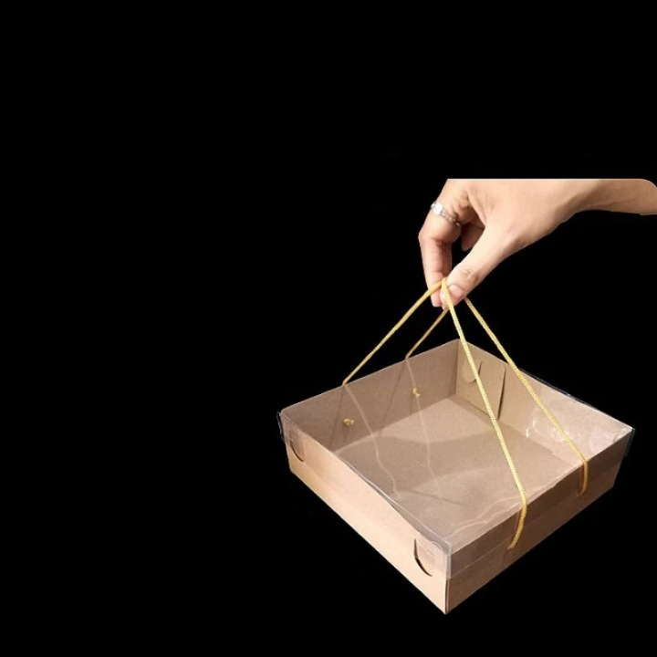 

Box Kraft Tutup Mika Plus Tali Tenteng Dus Hampers Coklat Polos 20x20x7cm