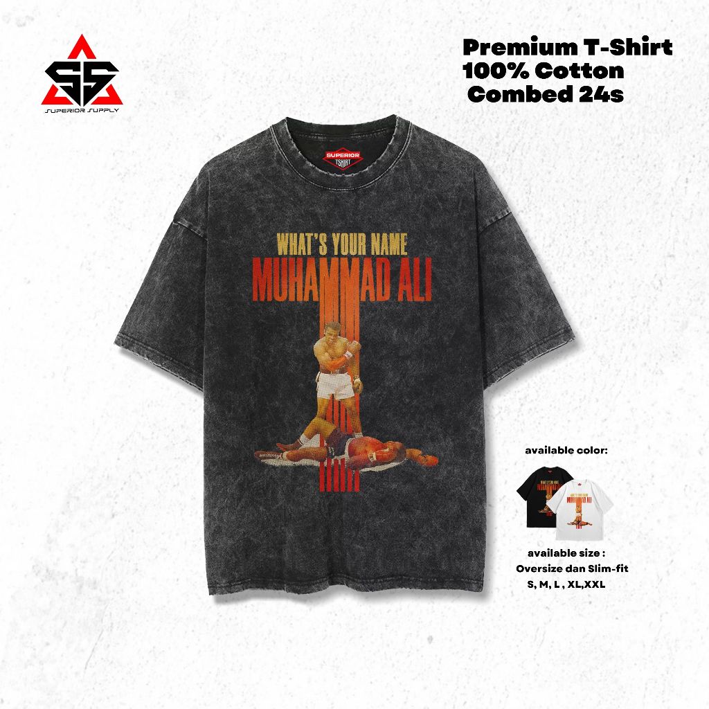 SUPERIOR Kaos Muhammad Ali Oversized washed tshirt Oversize slimfit sandwash ALI-3