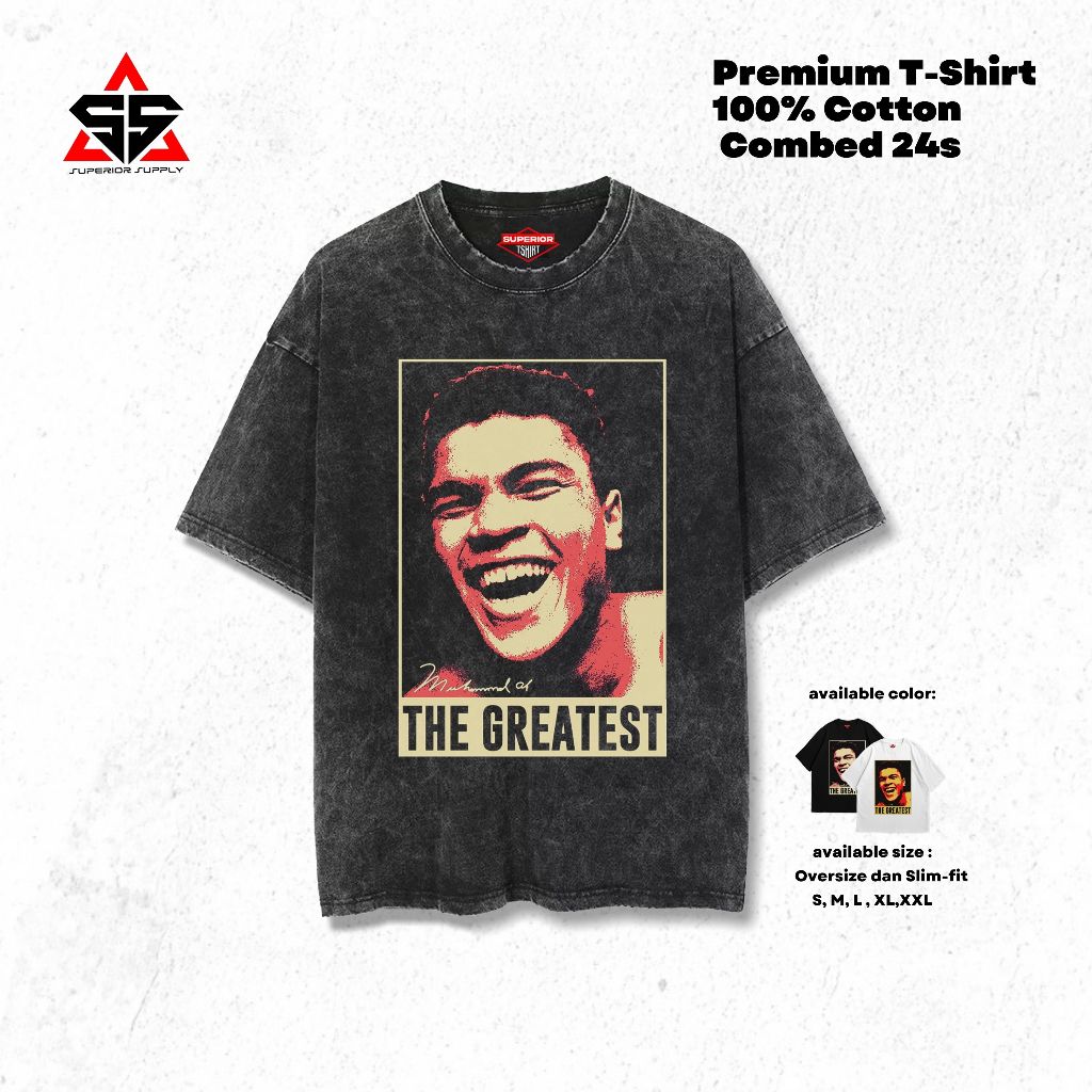 SUPERIOR Kaos Muhammad Ali Oversized washed tshirt Oversize slimfit sandwash ALI-8