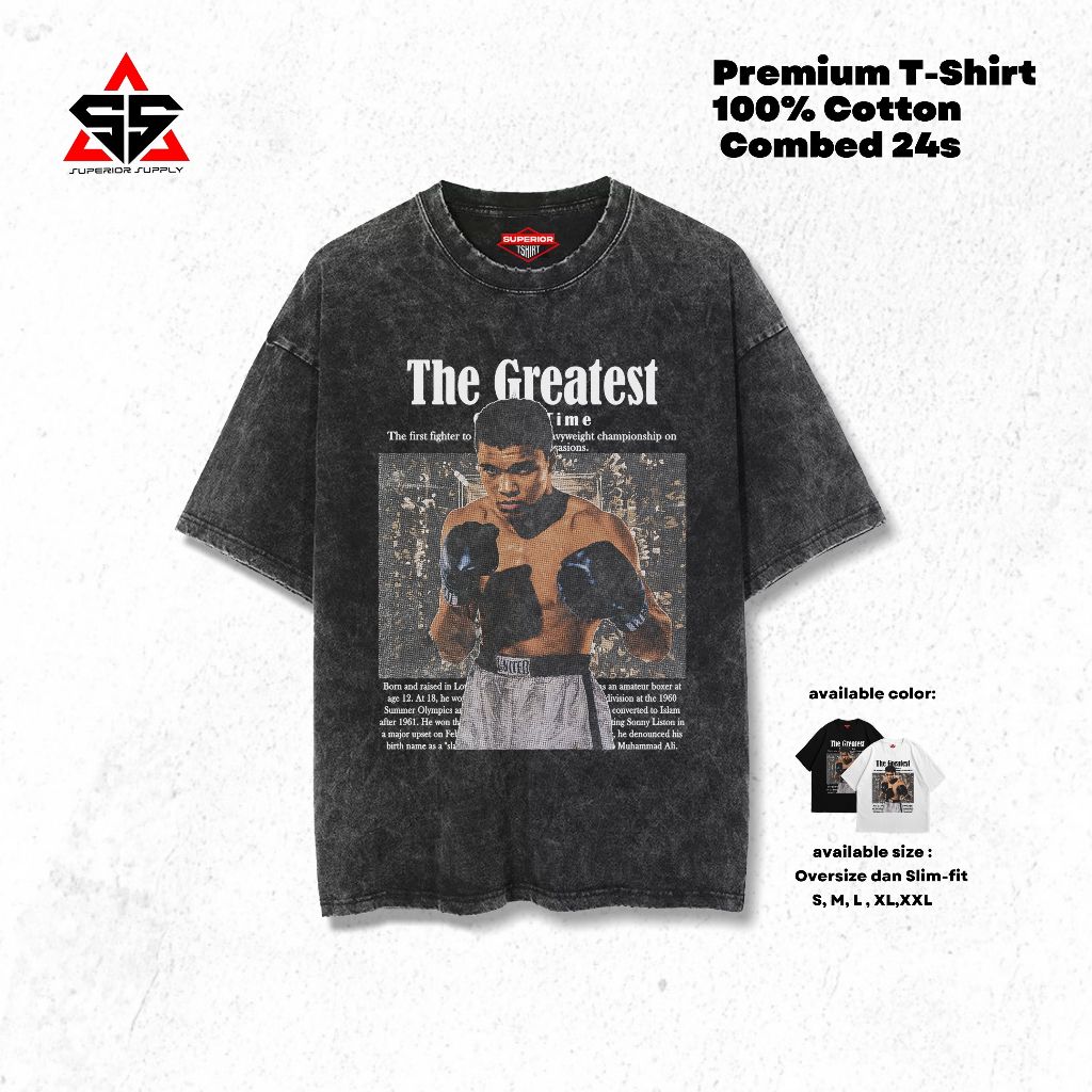 SUPERIOR Kaos Muhammad Ali Oversized washed tshirt Oversize slimfit sandwash ALI-1