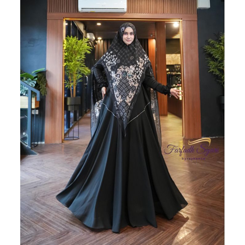 Gamis syari original by farfadh - gamis syari terbaru farfadh - gamis syari hitam - gamis umroh - ga
