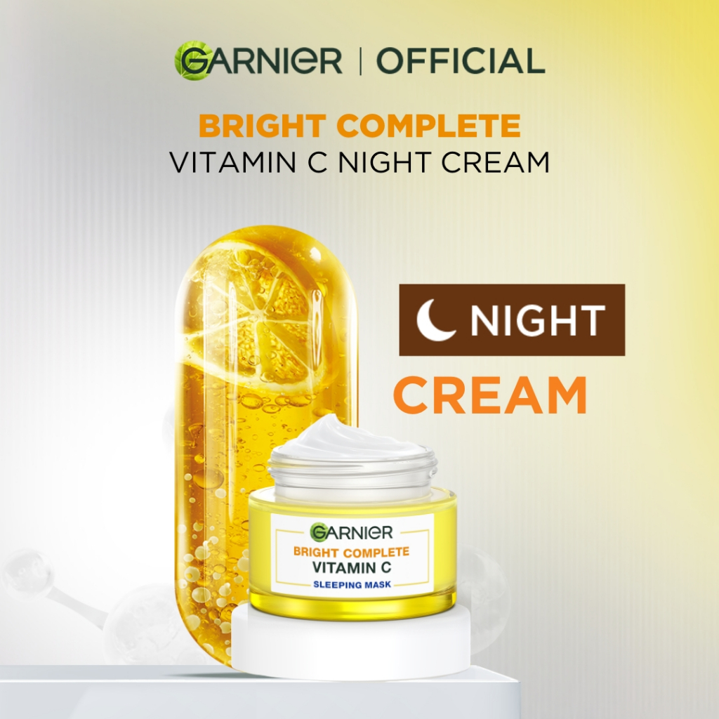 GARNIER Bright Complete Vitamin C Brightening Sleeping Mask Night Cream Krim Malam Mencerahkan 50 ml
