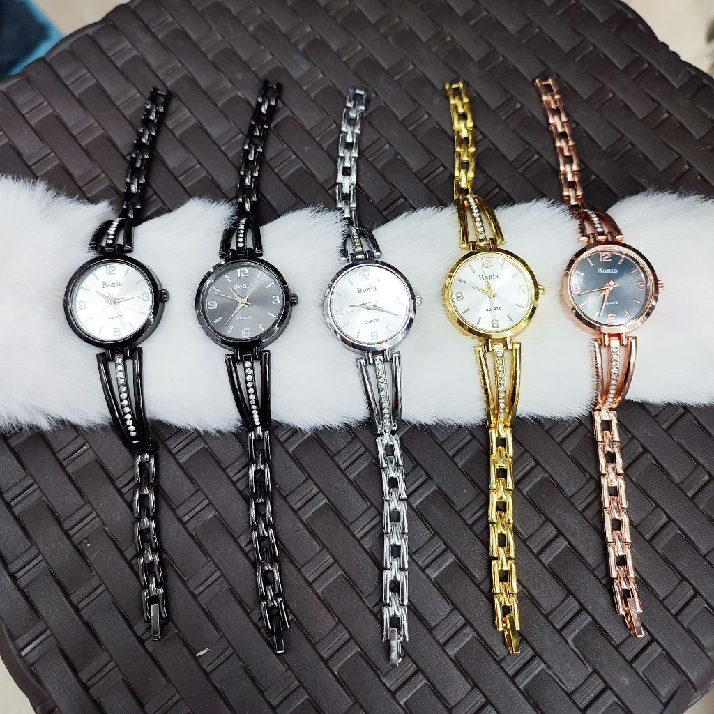 BJY0051 Jam Tangan Wanita Strap Rantai Logam Stainless Steel Desain Mewah Simple Elegan / Jam Tangan