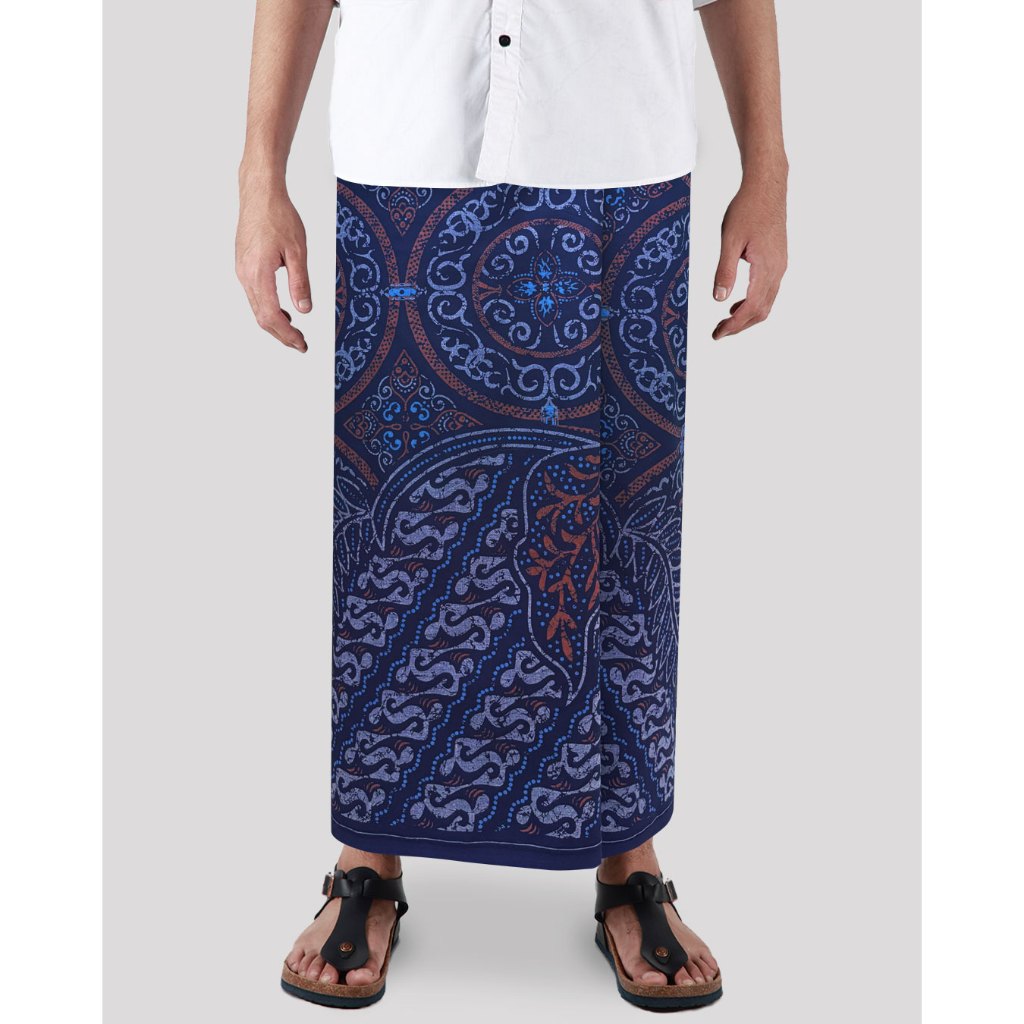 Sarung Mangga Gold Kembang Nusantara Batik Biru Full GKNB47