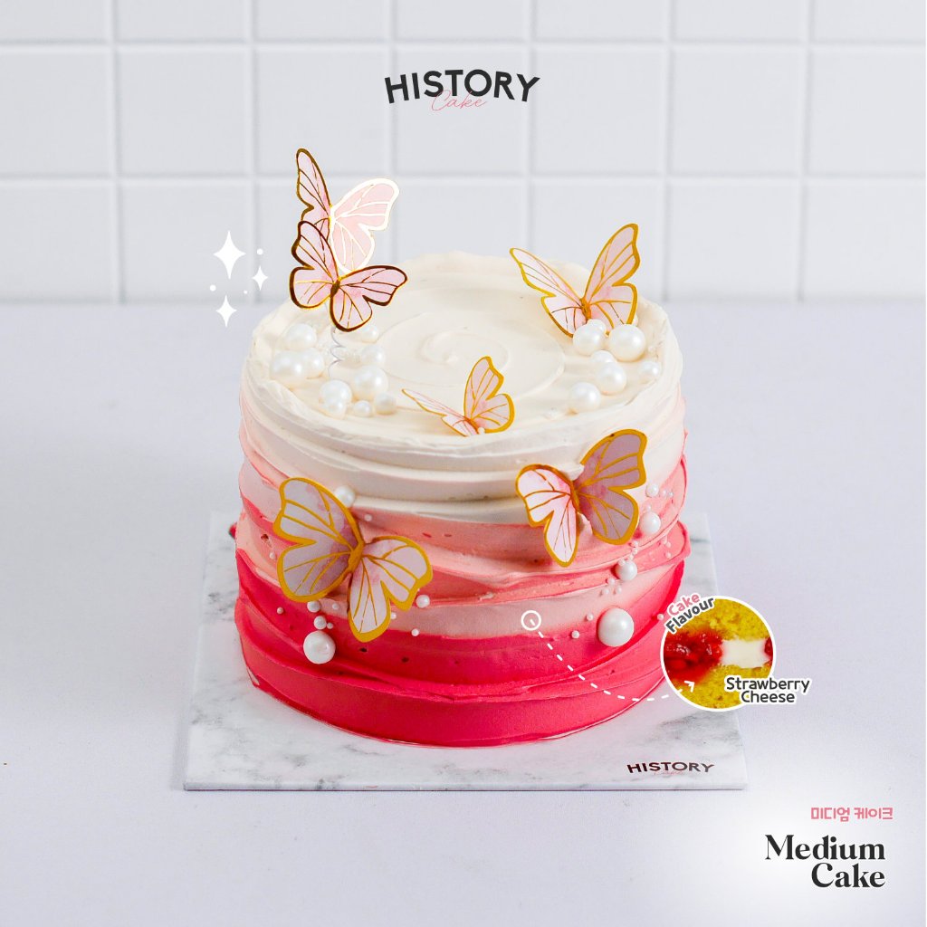 

HistoryCake Kue Tart Ulang Tahun Birthday Rasa Strawberry Cheese - butterfly Garden