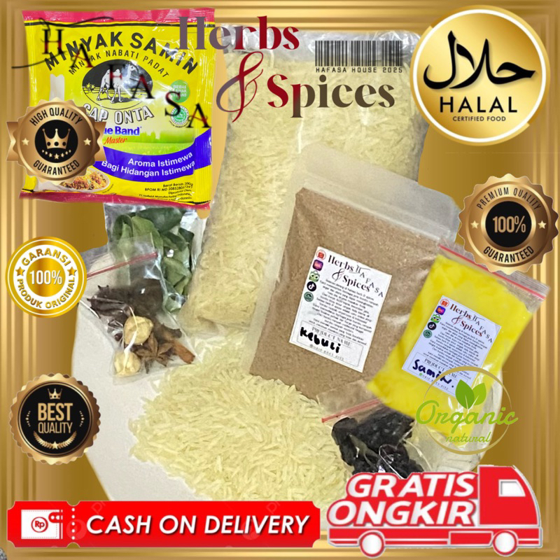 

paket 1kg nasi kebuli + MINYAK SAMIN lengkap instan premium