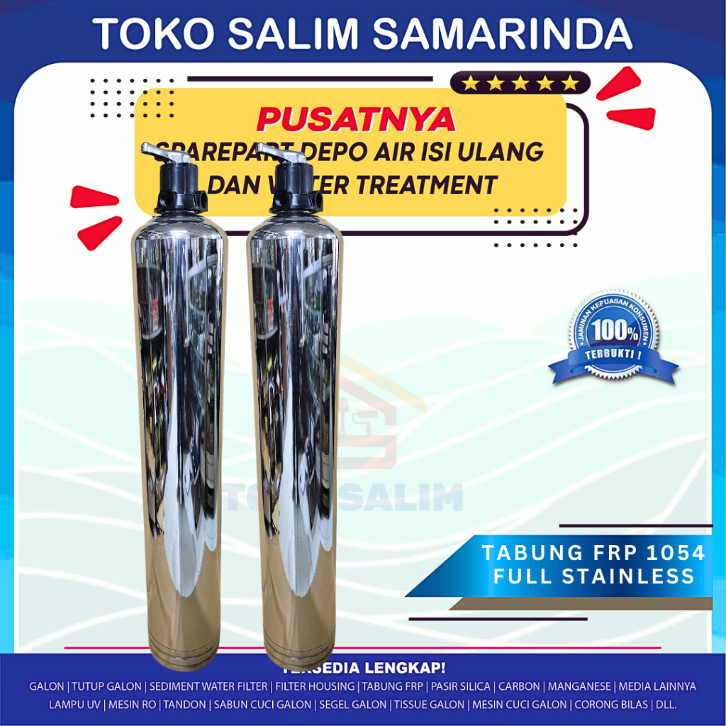 Tabung Filter Air FRP 1054 Full Stainless + Head 3 way