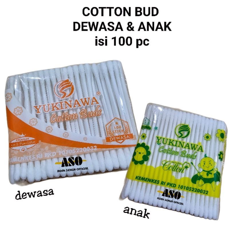 COTTON BUD YUKINAWA BAYI dan DEWASA 1 pack isi 100 pcs - Cotton bud baby/ anak - Cotton bud dewasa