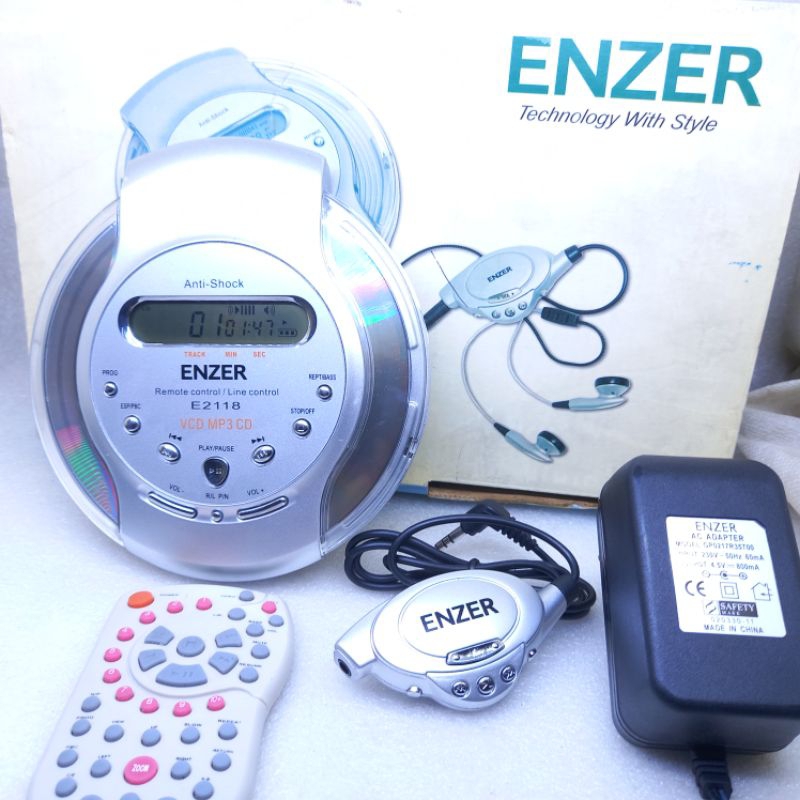 Discman Enzer pemutar musik audio CD VCD MP3 player portable jadul
