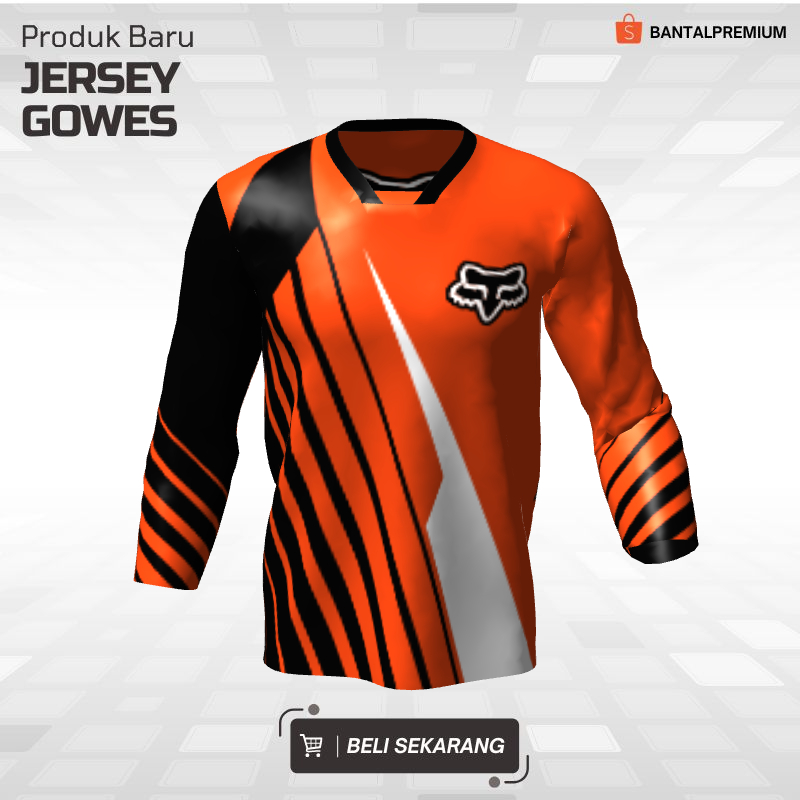 Kaos Jersey Racing Balap Hitam Orange Motif Garis 41 - Jersey Trail Custom Lengan Panjang