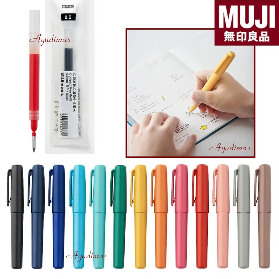

Muji Compact gel ink ballpoint / Pocket pen CAP type - Bolpen / Refill