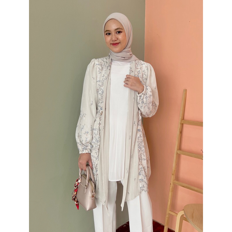 GIANISA | Long Tunik Midi Kemeja Ruffle baju panjang muslim motif kotak baju kekinian wanita Tunik m