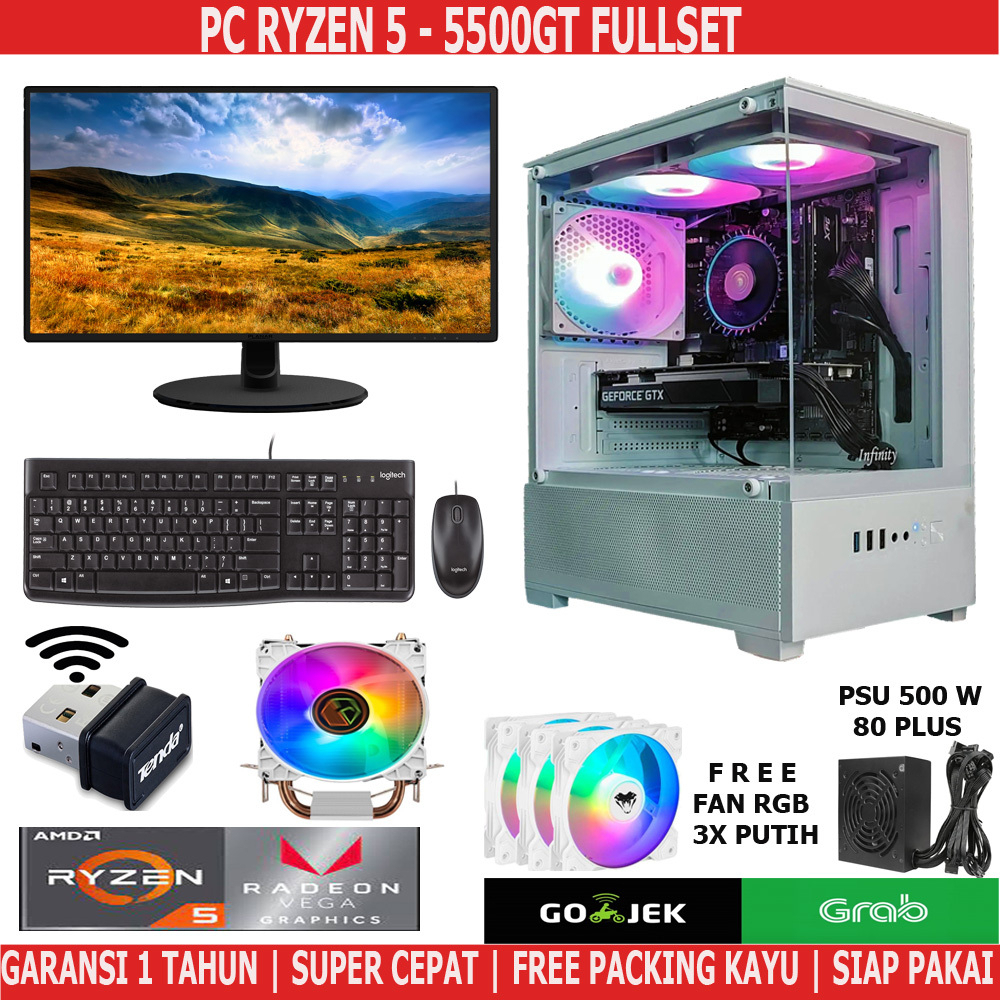 PC RAKITAN RYZEN 5-5500GT RAM 16GB FULLSET / CPU RYZEN 3-3200G