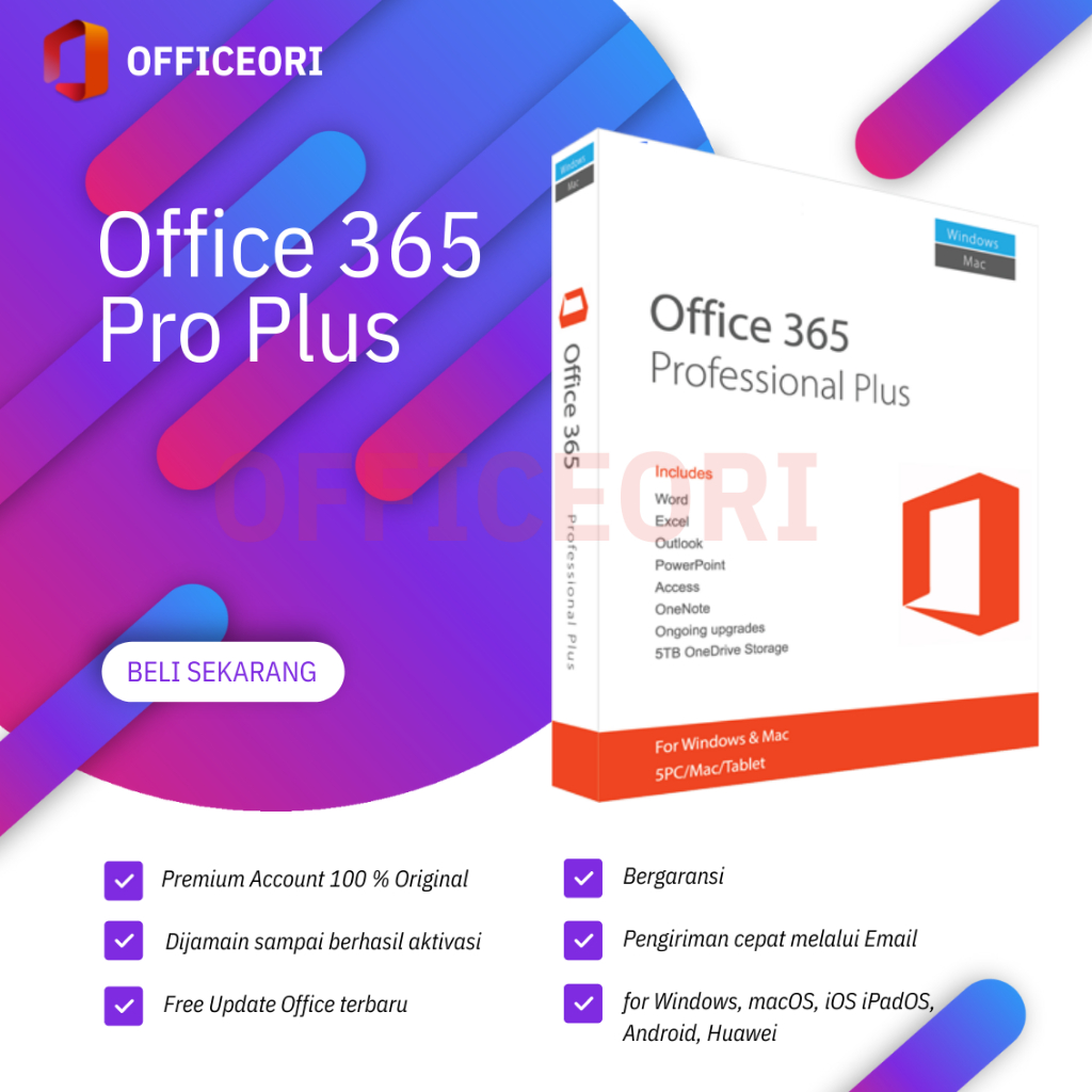 bigpromo Microsoft office 365 for 5 Device di(Windows, macOS / macbook, iOS iPad, Android, Huawei)