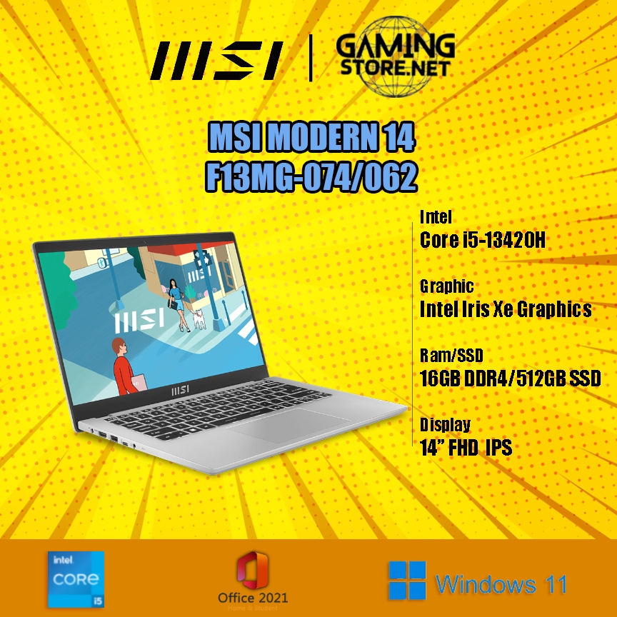 Laptop MSI Modern 14 F13MG i5-1335U RAM 16GB 512GB SSD 14.0" FHD IPS OHS W11
