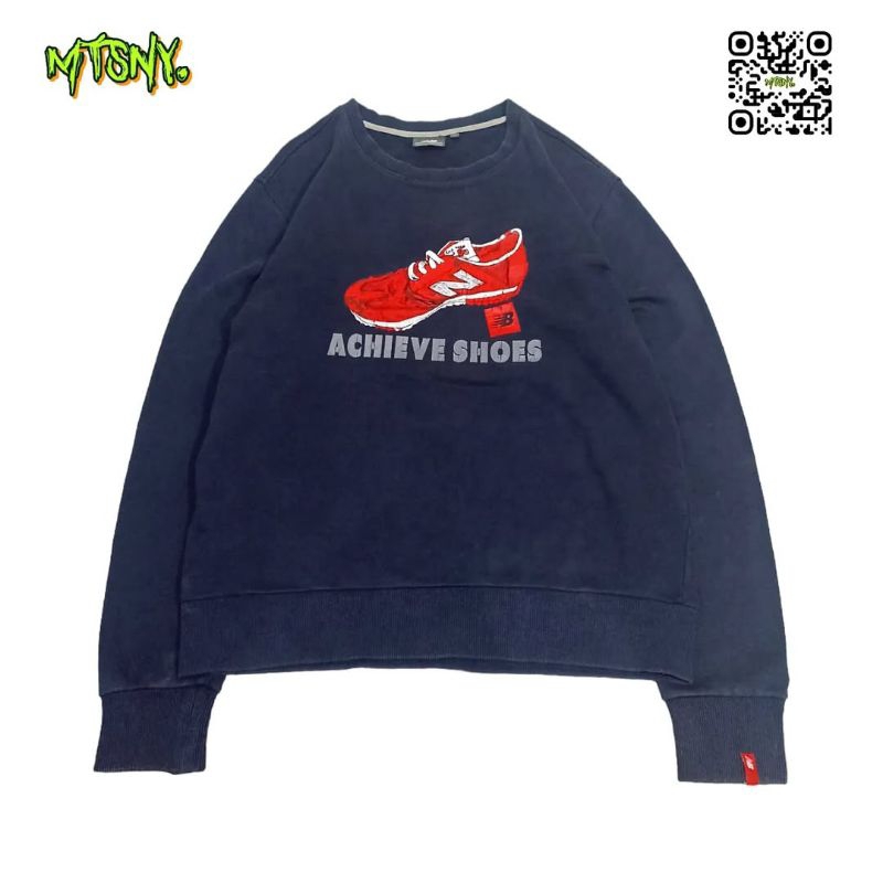 Sweater Crewneck CN NB Big Logo Achieved Shoes Biru Vintage