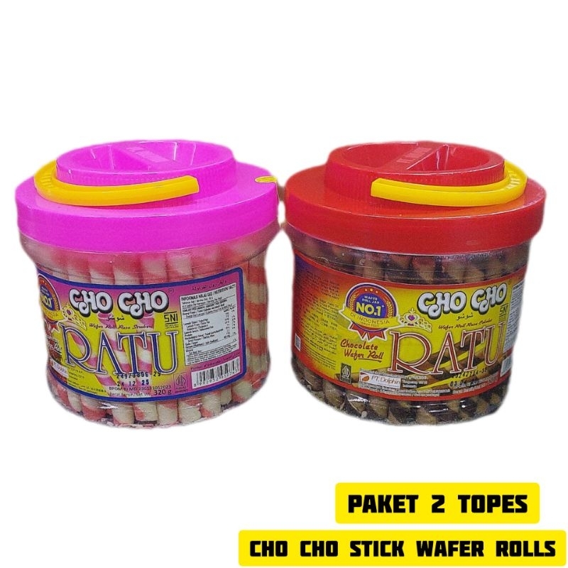 

Paket 2 Toples Stick Wafer Rolls Dolpin Astor Chocho Ratu Mix Rasa Chocolate Strawberry Toples