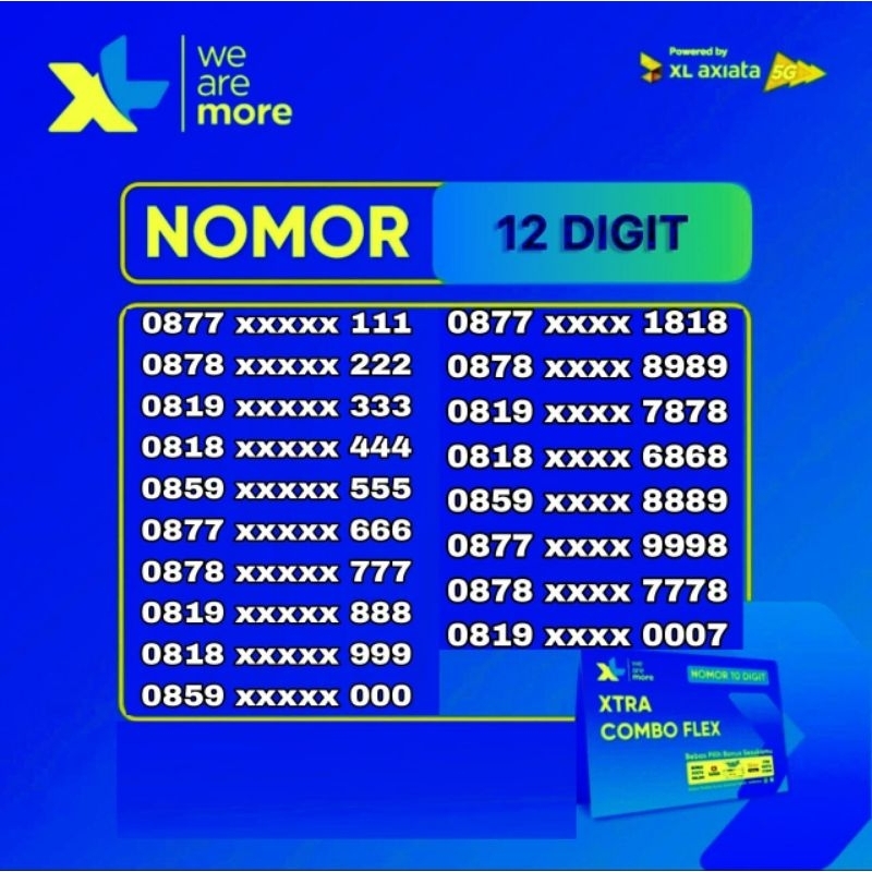 Nomor cantik XL axiata nomer cantik XL seri tripel seri tahun lahir 000 111 222 333 444 555 666 777 