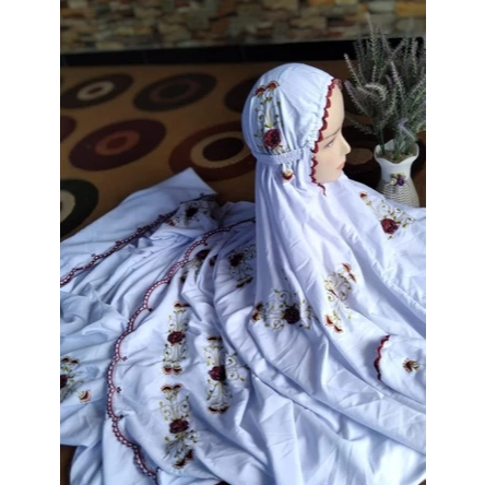 Mukena Lajuran Bordir Mawar Timbul Best Seller