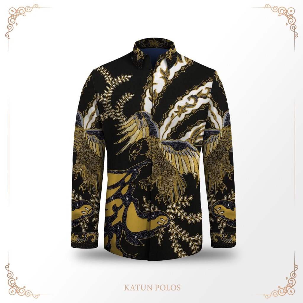 Kemeja batik pria lengan panjang bahan katun batik tulis premium motif naga pola batik lamaran pesta