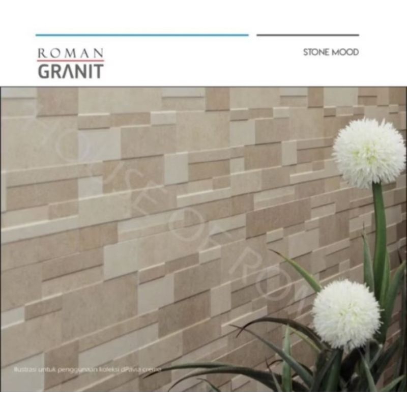 Roman Keramik 60x30 GT635482R dPavia Crema Dinding  Batu Alam 3D/ Grade A