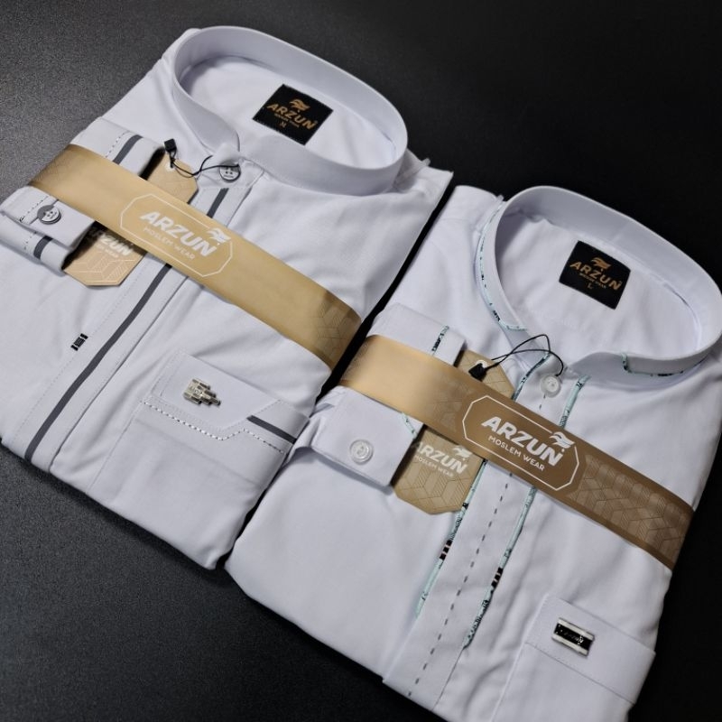 Koko putih arzun lengan panjang premium dan koko alraz lenga panjang premium