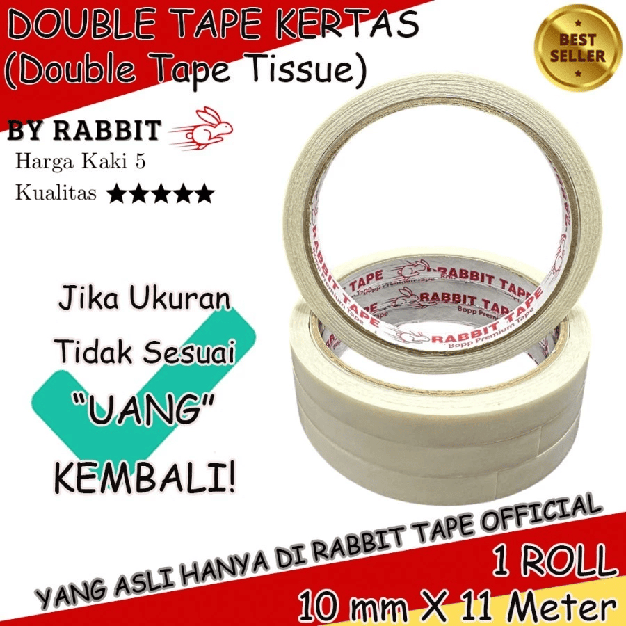 

Double Tape Kertas RABBIT TAPE 10 mm x 11 meter