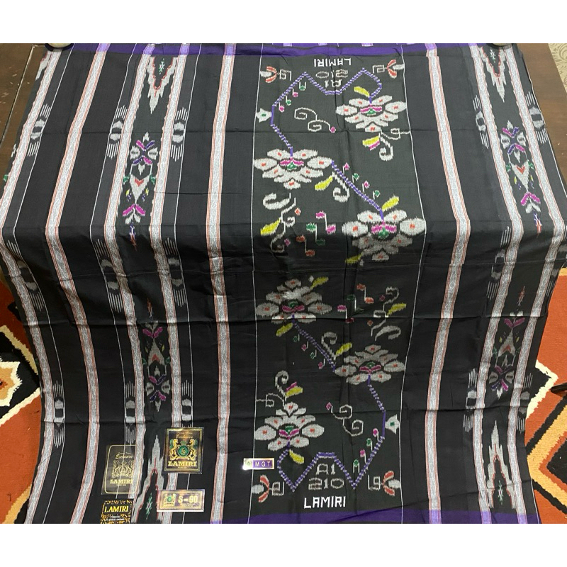 Sarung Lamiri MGT Premium | Sarung Tenun Pria Motif Floral Hitam Ungu | Sarung Dewasa Elegan untuk S