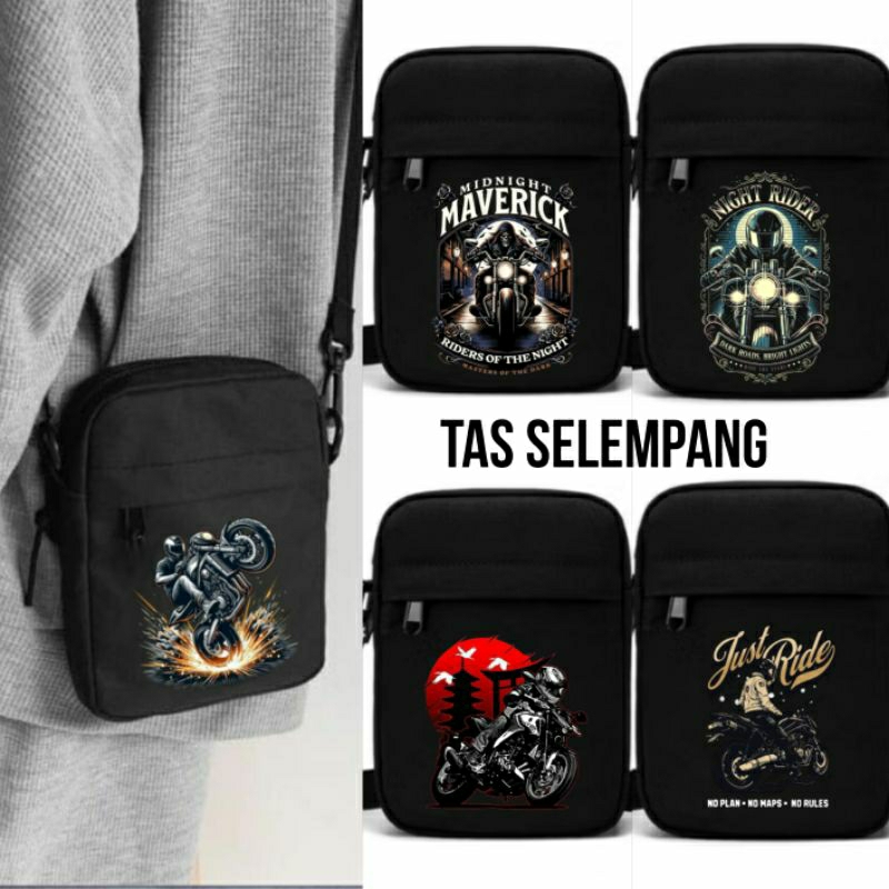 Tas selempang pria gambar motor man sling bag mini tas cowok keren tas kekinian tas viral